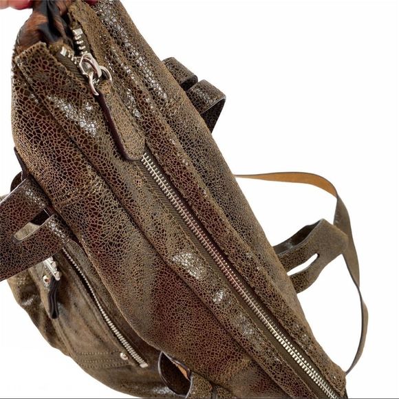 B.Makowsky brown metallic leather tote bag satchel - Picture 11 of 15